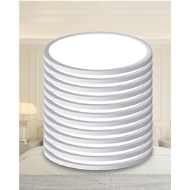 Led Flush Mount Ceiling Light,Round 12 Inch 24w 2520lm 3000k,4000k,6000k CCT Selectable,Flat Panel Super Slim Led Ceiling Light Fixture,for Living Dining Kitchen Bedroom Room (12Pack-White)