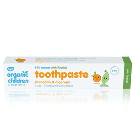 Green People Organic Children Mandarin & Aloe Vera Toothpaste 50ml – with Fluoride | 100% Natural Toothpaste for Babies & Kids | Safe if Swallowed | SLS-free | Non Mint Toothpaste for Kids