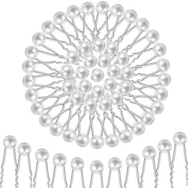 Denipry 40Pcs Pearl Hair Pins, U Shape Bridal Wedding White Pearl Hair Accessories Bobby Clips for Brides Bridesmaids Girl Women