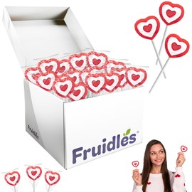 Fruidles Valentine's Tattoo Heart Lollipops Candy, Red Heart Shaped Hard Candy Lollipop Suckers, Individually Wrapped, 10g (200 Count (5 Pounds))