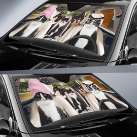 Cute cat Driver car Front Window Windshield Sunshade, car Sunshade 57x27.5 inches