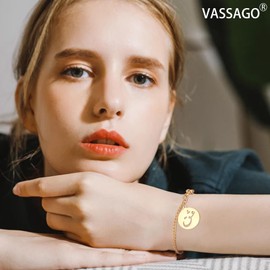 VASSAGO Islamic Bracelet Allah Arabic Bangle Bracelets for Women Men Islam Muslim Arabic Calligraphy Link Bracelet Bangle Islam Eid Islamic Arabic Gift Jewelry (Gold Islamic Arabic Bracelet)
