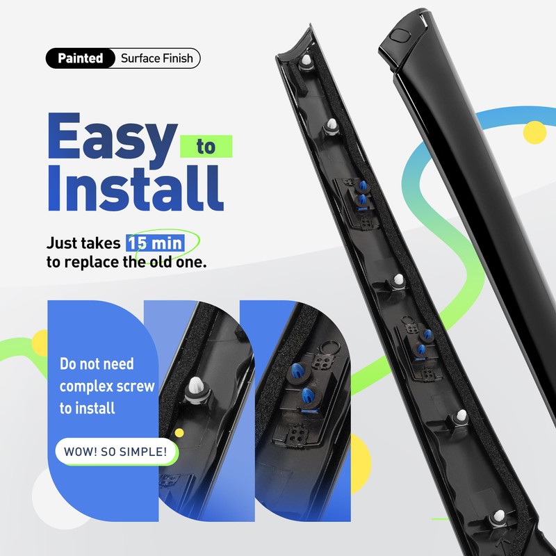 JMTAAT Windshield A-Pillar Trim Exterior Molding Pair Compatible with 2014-2019