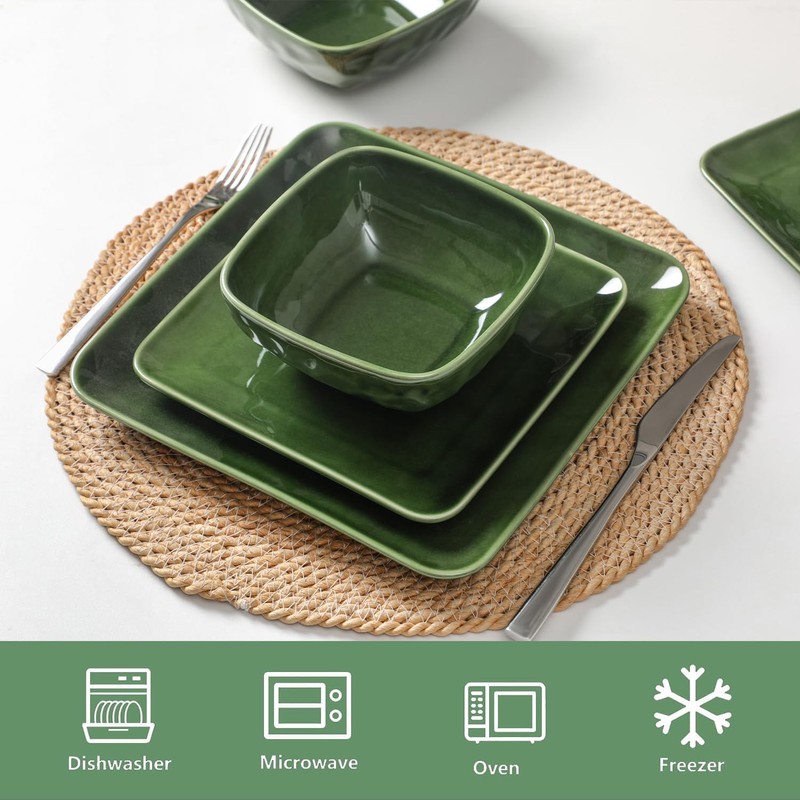 vicrays Ceramic Square Bowls Set - 24 Ounce Soup Dessert