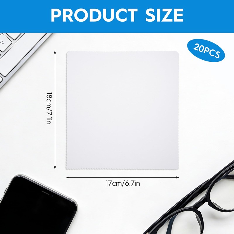 20Pieces Glasses Cleaning Cloth,Sublimation Printable Blank
