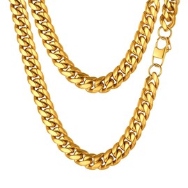 PROSTEEL Mens Cuban Link Thick Chain Miami Hip Hop Jewelry 18inch Hiphop Biker Rapper Gold Chains for Men Heavy Chunky Necklace