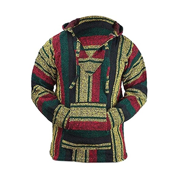 Mexican Baja Hoodie Sweater Jerga Pullover Rastra Small