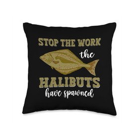 Halibut Fishing Gear Fisherman Lure Halibut Fisher Rod Throw Pillow
