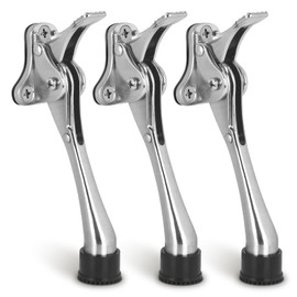 3 Pack Door Stops Kick Down Door Stoppers for Bottom of Door, 6 Inch Brushed Nickel, Rubber Tip, Once Touch Adjustable Heavy Duty Door Stop, Door Holder