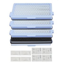 TayBong 4 Pack HEPA Air Clean Filters Replacement for Miele Hoover Compact C1 & C2, Complete C2 & C3, S8340, 4 HEPA Filters, 4 Motor Filters & 4 Exhaust Air Filters Against Fine Dust Odours