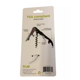 True Jetsetter Black Double Hinged TSA Compliant Corkscrew Bottle Opener
