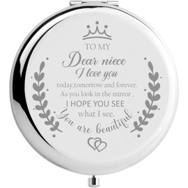 Soulpetals Niece Gifts Compact Mirror for Niece from Aunt to My Niece Makeup Mirror Birthday Gifts for Niece from Auntie Uncle Gifts for Niece Birthday Christmas