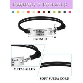 Bucherry 12 Pack Bible Christian Gifts for Women Men with Gift Cards Envelopes Engraved Inspirational Bible Verse Bracelets (Multicolor)