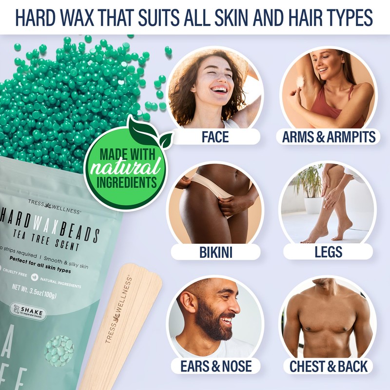 Tress Wellness Deluxe Waxing Kit for Sensitive Skin – Safe