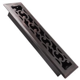 SANYCASA 2x12 Inches Air Floor Vents Register Ease Adjust Air Flow Savannah Design-Heavy Duty Walkable Steel Decorative Floor Vent for Room- Oil Rubbed Bronze Floor Vent Covers