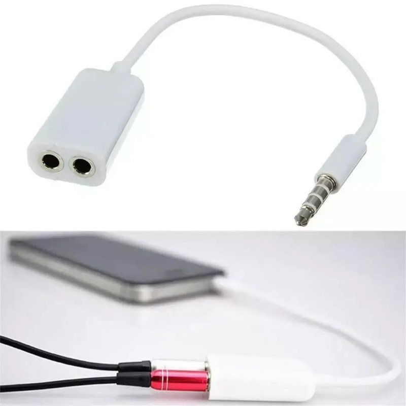 Universal White Double 3.5mm Earphone Headphone Y Splitter Cable Cord