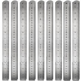ZEONHAK 30 Pack 12 Inches Stainless Steel Rulers, Precision Metal Ruler with Conversion Table, Straight Edge Ruler for School, Office, Woodworking, Engineering
