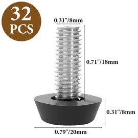 WAIZHIUA Pack of 32 Adjustable Furniture Feet, M8 x 25 mm, Furniture Levelling Feet, Adjustable Screw Threaded Feet for Furniture Feet, Chair, Table, Chair Legs, Black