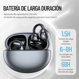 BJLBOJEY audífonos inalámbricos Bluetooth,Audífonos de Oído Abierto Sonido 3D,Audífonos Deportivos con Drivers 12mm,Bluetooth 5.4, Llamadas nítidas,Baja latencia Modo Juego
