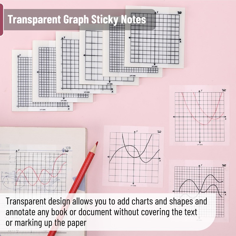 Mr. Pen- Transparent Graph Paper Sticky Notes, 300 Sheets, 3x3