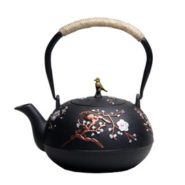 Cast Iron Teapot SECHUDO Teapot for Stovetop Safe Coated with Enameled Interior,Japanese Beautiful Tea Kettle with Stainless Steel Infuser for Loose Tea (40.6oz/1200ml)