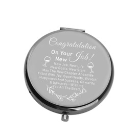 UJIMS New Job Gift Congratulations On Your New Job Compact Mirror Best of Luck Gift Coworker Leaving Gift New Beginnings Gift (NewJobBlackMirror)