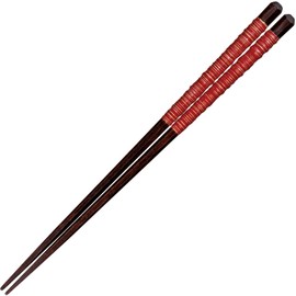 Sunlife H-06844 Octagonal Kinsah Chopsticks for Adults, Long, Dishwasher Safe, Easy to Pinch Point, Red, 9.1 inches (23 cm), Made in Japan