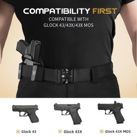 WARRIORLAND IWB Hybrid Kydex&Nylon Gun Holster for Glock 43/43X/ 43X MOS, Optics Cut Pistol Holster, Concealed Carry Holster, Right Hand