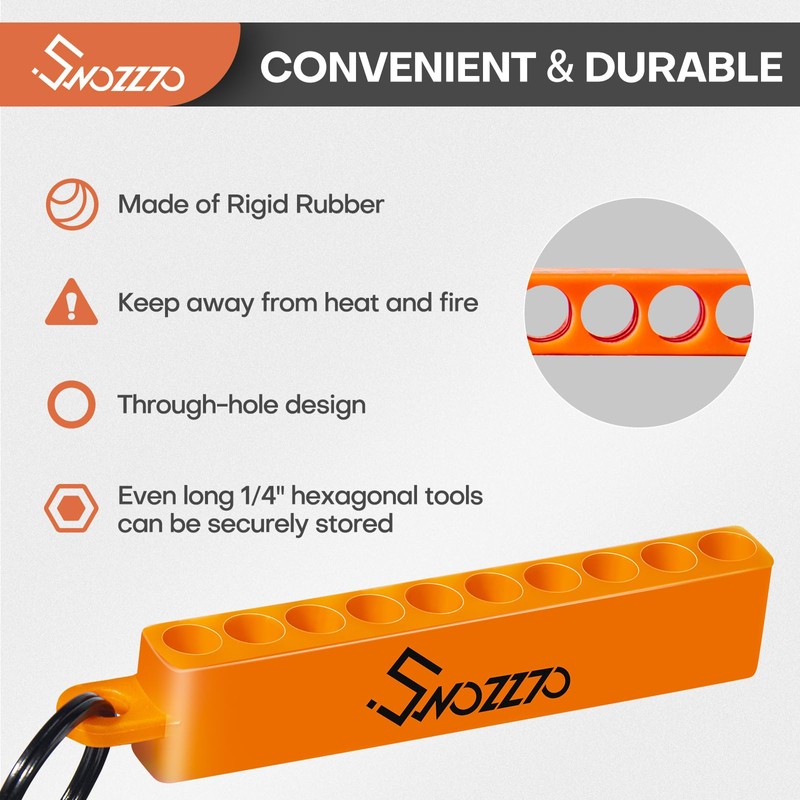 Swozzto 6PCS Black 10-Hole Screwdriver Bit Holder with Carabiner,1/4" Hex