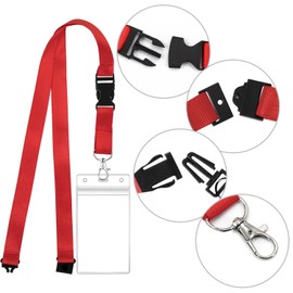 Lanyard with Card Holder, 3Pcs Waterproof ID Card Holder Badge Card Holders with 3Pcs Detachable Neck Lanyard for Work Badges ID Cards Business Cards Key Rings