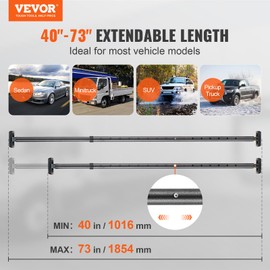 VEVOR Cargo Bar, Truck Bed Bar Adjustable from 40" to 73", Heavy-Duty Steel Cargo Stabilizer Bar with 220 lbs Capacity, Truck Load Bar Stop Sliding for Pickup Truck Bed, SUV