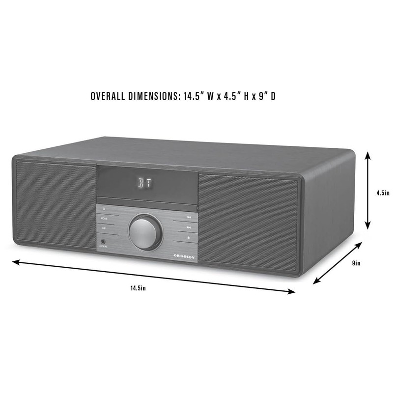 Crosley CR3502A-BK Metro Bluetooth FM Clock Radio and CD Player,