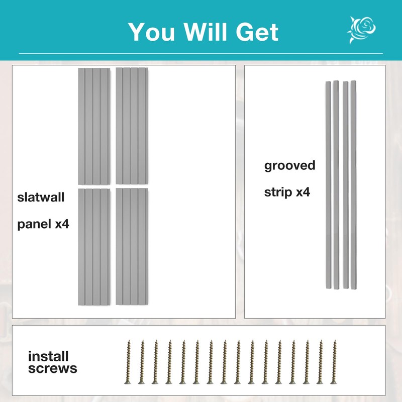 NeatiEase Slatwall Panel Wall Storage Systems, 4 x 4ft Slat
