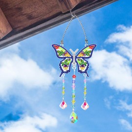 SUMELAY 4 Pcs Double Sided Diamond Art Kits, 5D DIY Diamond Painting Kits for Adults, Wind Chimes Crafts Window Suncatcher for Home Garden Decor