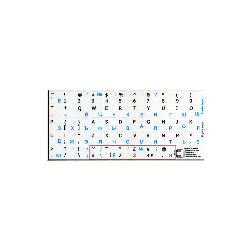 Russian Cyrillic - English Non-Transparent Keyboard Decals Black OR White