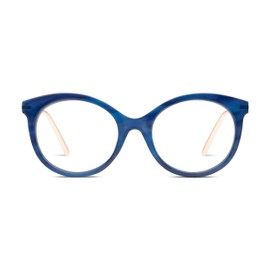 Peepers by PeeperSpecs Women's Margot Round Reading Glasses, Navy Horn, 2.50 + 2.5