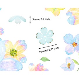 Tupalizy 50PCS Small Flower Beads Cherry Blossom Decor Acrylic Floral Spacer Beads Gold Plated Charms for Bracelets Jewelry Making Necklaces Earrings Keychain Art Crafts Projects Gifts (Light Blue)