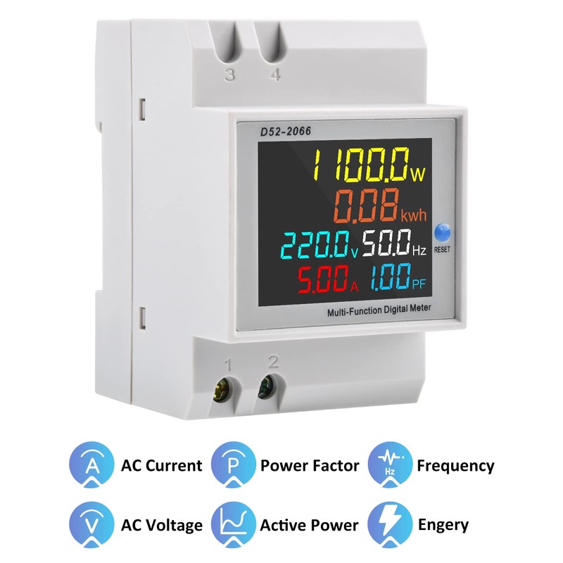 diymore Electricity Meter DIN Rail 1 Phase AC 40-300V 100A
