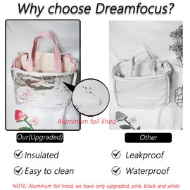 Dreamfocus - Bolsa de almuerzo aislada para niñas, gran capacidad, asa y correa, lonchera Kawaii para niños, adolescentes, mujeres, regalos de trabajo y escuela