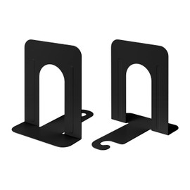 Honagu Bookends, Metal Book Ends, Bookends for Shelves, Book Holder Stopper for Heavy Books, /CDs/DVDs (1 Pairs/2 Pieces, Black)
