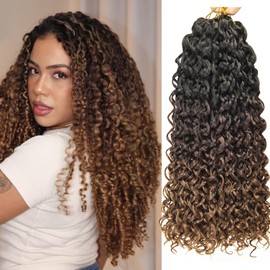 YXCHERISHAIR 8 Packs Curly Crochet Hair GoGo Curl Crochet hair for Women Deep Wave Braiding hair,Synthetic Bohemian Crochet Braid Water Wave Crochett hair Extensions (18inch,C16)