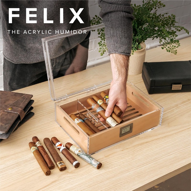 CASE ELEGANCE - Felix Tupperdor - Airtight Acrylic Humidor, Thick