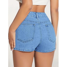 Floerns Women's Casual Split Hem High Waist Denim Skorts Skirt Shorts Blue Irregular S