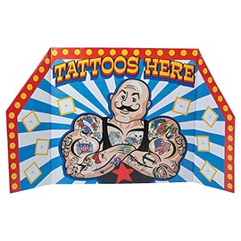 Carnival Cardboard Tattoo Booth Stand up - Vintage Circus Party Decor