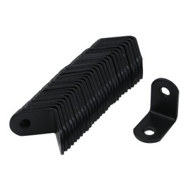 Antrader 1" x 1" Black Right Angle Brackets L Shaped Corner Brace Stainless Steel Shelf Brackets Fastener for Wood, Shelves, Furniture, Cabinet and More, 30 Pieces with Screws