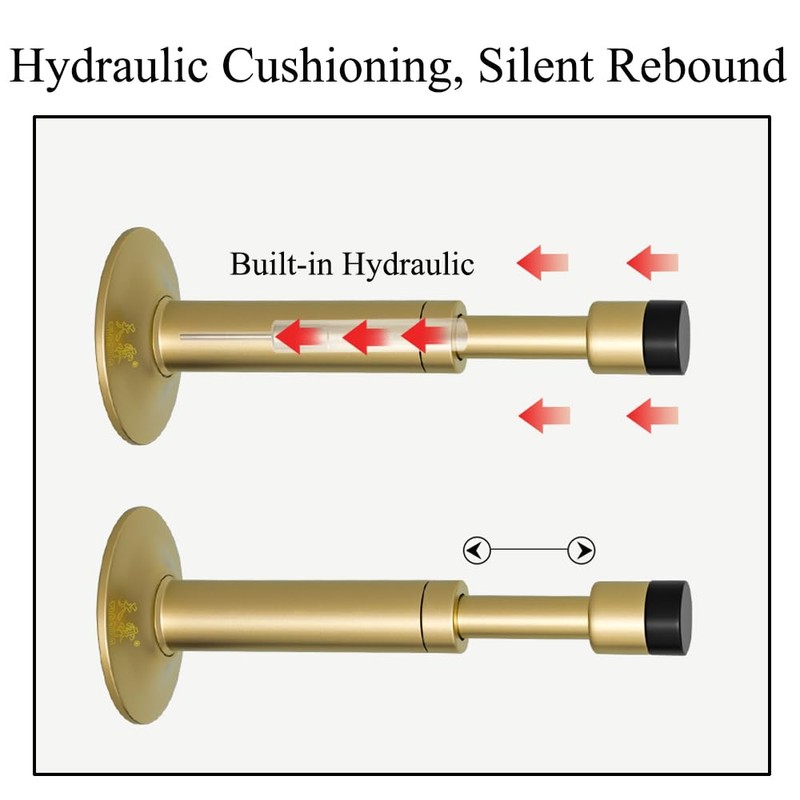 Door Stopper, Brass Sound Dampening Door Bumpers Retractable Hydraulic Shock