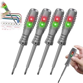 4 Pack Electrical Screwdriver and Circuit Tester - Electrician Screwdriver Set with 2 Flathead & 2 Crosshead, Voltage Detector for 12-220V, 14.5cm