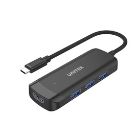 UNITEK uHUB Q4+ 4-in-1 Powered USB-C Hub with HDMI - New Generation Chipset - BC1.2 Charging Technology - USB3.0 SuperSpeed Data Transfer 5Gbps - 4K Ultra HD Video Output