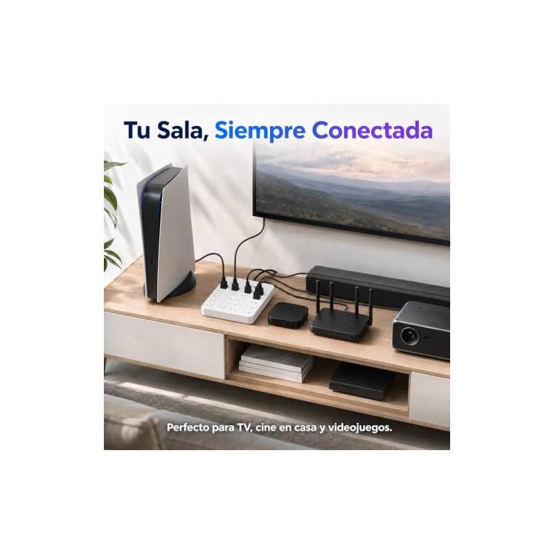 Regleta Multicontacto 26 en 1 con 18 Salidas CA, 4