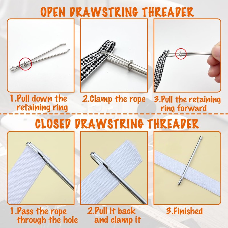 6 Pcs Bodkin Drawstring Threader Metal DIY Rope Threader Clip
